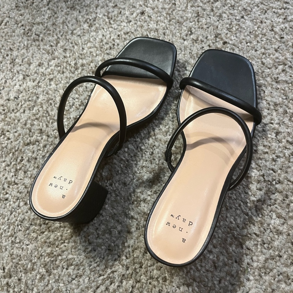 A New Day Black Strappy Women's heels
